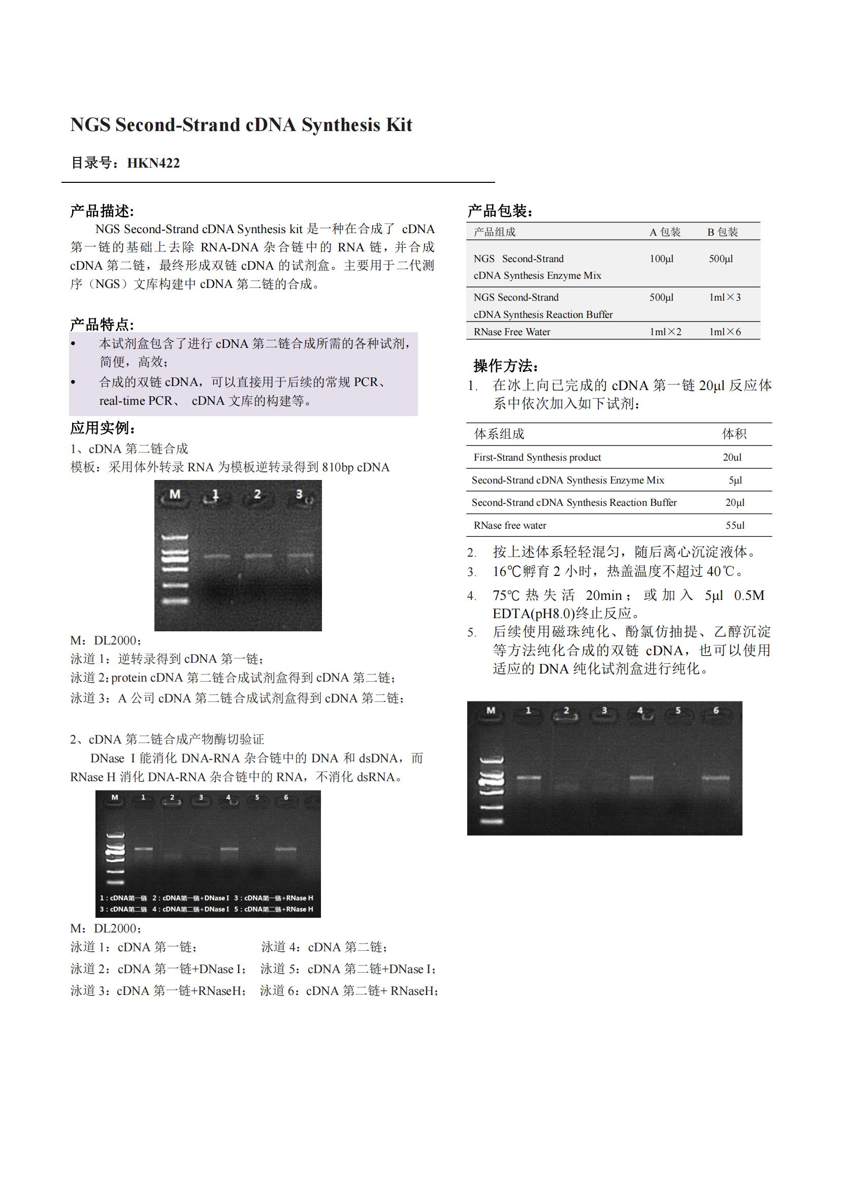 NGS Second-Strand cDNA Synthesis Kit（NGS第二鏈cDNA合成試劑盒）產(chǎn)品說明書